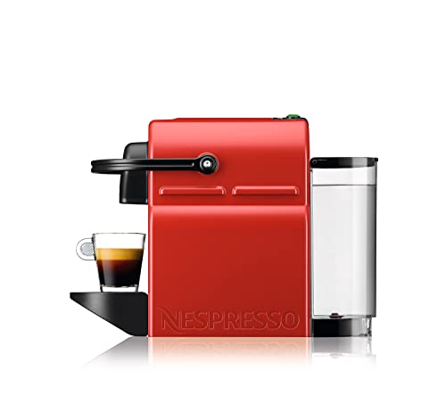 Krups Nespresso Inissia XN1005 - Cafetera monodosis de cápsulas Nespresso, 19 bares, apagado automático, color rojo, 14 cápsulas interior