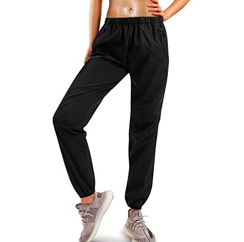 KUMAYES Pantalones de sauna para mujer de pérdida de peso, pantalones sauna, neopreno térmico, pantalones térmicos térmicos, pantalones térmicos, shaper, Negro, XL