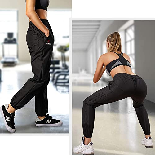 KUMAYES Pantalones de sauna para mujer de pérdida de peso, pantalones sauna, neopreno térmico, pantalones térmicos térmicos, pantalones térmicos, shaper, Negro, XL