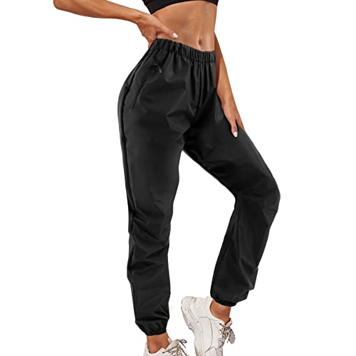 KUMAYES Pantalones de sauna para mujer de pérdida de peso, pantalones sauna, neopreno térmico, pantalones térmicos térmicos, pantalones térmicos, shaper, Negro, XL