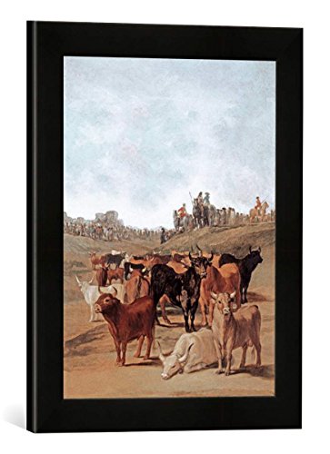 Kunst für Alle ' – Fotografía enmarcada de Francisco Jose De Goya Y Lucientes La Elección De Los Toros, de impresión handgefertigten imágenes de Marco, 30 x 40 cm, Color Negro Mate