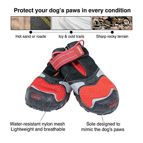 Kurgo Blaze Cross zapatos para perro, botas de perro, zapatos resistentes al agua, protectores de huellas para todas las estaciones, botas de nieve reflectantes para perro