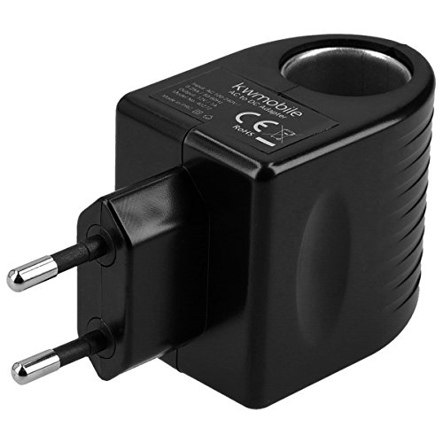 kwmobile Enchufe Transformador de Voltaje de 230V a 12V 1000 mA Encendedor de cigarros - Adaptador de Corriente - Rectificador de tensión de 12W