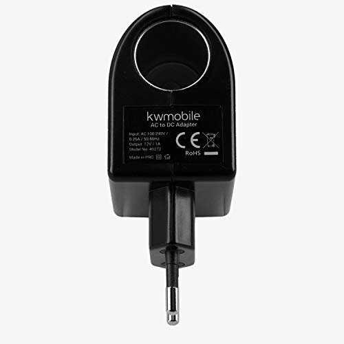 kwmobile Enchufe Transformador de Voltaje de 230V a 12V 1000 mA Encendedor de cigarros - Adaptador de Corriente - Rectificador de tensión de 12W