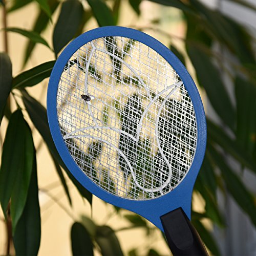 kwmobile Matamoscas eléctrico - Raqueta eléctrica Mata Mosquitos - Raqueta pequeña Azul - Exterminadora de Insectos con Mango
