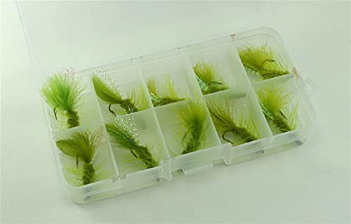 L-MEIQUN, 1 0PCS 6# Olive Color Woolly Bugger Lure Trout Flashabou Cail Fly Fishng Seures (Color : 10Pcs In Bag)