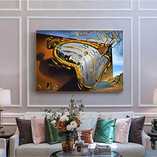 La persistencia de los relojes de la memoria arte lienzo impreso pintura surrealista Salvador Dali cuadro de pared decoración para sala de estar póster 60X80cm sin marco