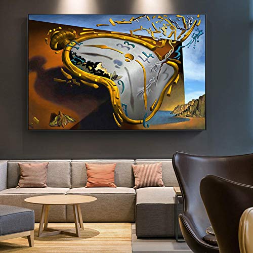 La persistencia de los relojes de la memoria arte lienzo impreso pintura surrealista Salvador Dali cuadro de pared decoración para sala de estar póster 60X80cm sin marco
