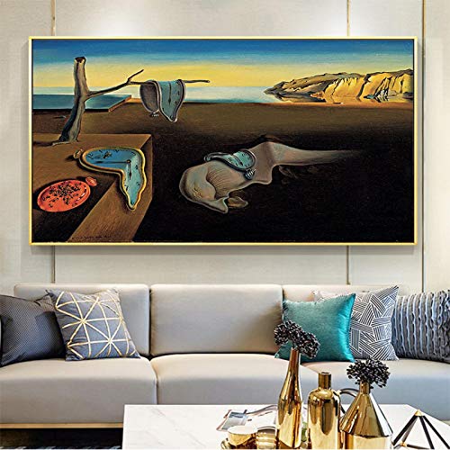 La persistencia de los relojes de memoria surrealistas de Salvador Dali impresiones en lienzo pintura cartel arte cuadros de pared decoración del hogar 42x60 cm sin marco