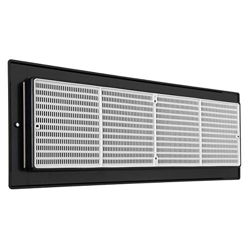 La Ventilazione PR3713N - Rejilla de ventilación rectangular de plástico negro para empotrar con red antiinsectos, color negro, dimensiones 370 x 130 mm