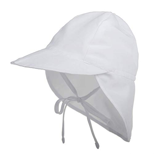 LACOFIA Sombrero de Playa de protección Solar para bebé Gorro de Verano de Solapa Ajustable Super Suave para niños Blanco 2-5 años