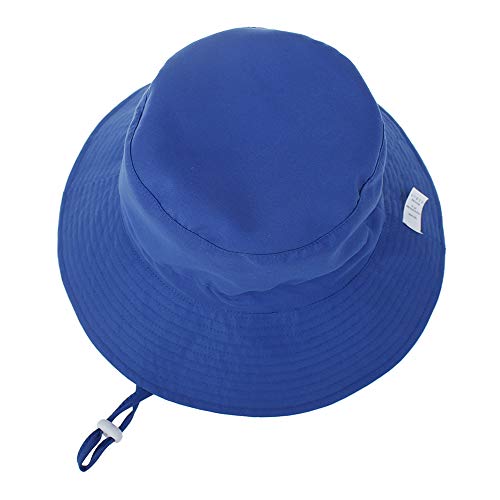 LACOFIA Sombrero de Sol para bebé niño Ajustable Gorro Verano de Pescador para niños ala Ancha para Exteriores/natación/Playa/Piscina Azul 6-24 Meses