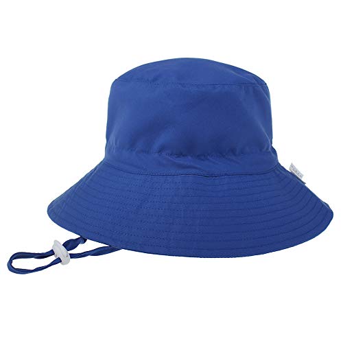 LACOFIA Sombrero de Sol para bebé niño Ajustable Gorro Verano de Pescador para niños ala Ancha para Exteriores/natación/Playa/Piscina Azul 6-24 Meses