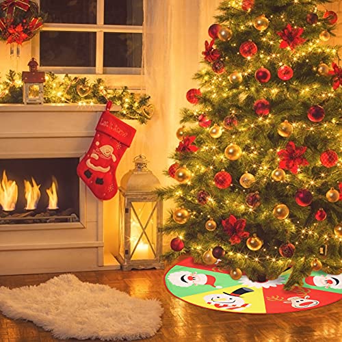 LAMEK Falda para el Árbol de Navidad 88cm Rojo Estera de Árbol de Navideña Decoración de Base de Árbol Cubierta de Base con Nieve Papá Noel Alce Christmas Tree Skirt para Navideños Fiesta Año Nuevo