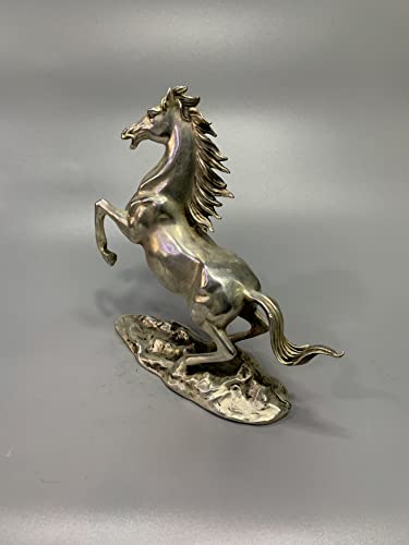 LAOJUNLU Ornamento de caballo de bronce blanco colección de obras maestras de bronce antiguo de joyería de estilo tradicional chino solitario