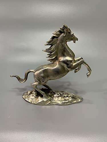 LAOJUNLU Ornamento de caballo de bronce blanco colección de obras maestras de bronce antiguo de joyería de estilo tradicional chino solitario