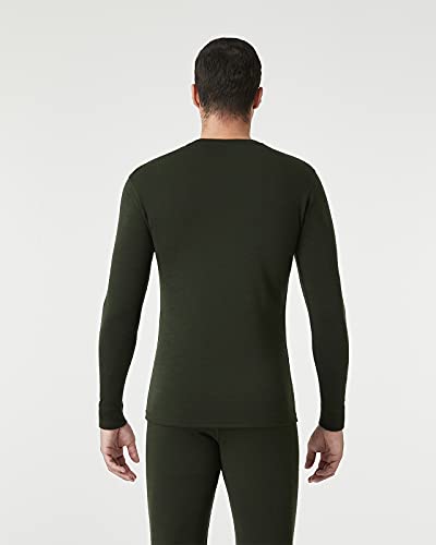 LAPASA Camiseta Interior Térmica Ligera de 100% Lana Merino para Hombre Manga Larga Cuello Redondo Capa Interior M29 L Verde