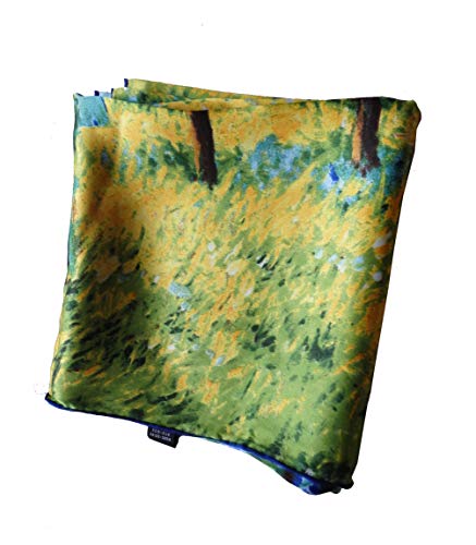 laprée - Bufanda de Seda Cuadrada Reproducción de la Pintura Claude Monet debajo de los álamos
