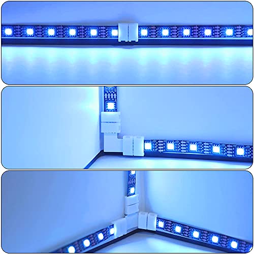 LED Tira Conector, 30 Piezas LED 4 Pin Conector, 10 mm LED Conectores, Conector LED RGB, Incluyen 10x L Tipo, 10X T Forma, 10 Conectores Sin Espacios, para Tira Luz LED RGB de 10 mm Ancho