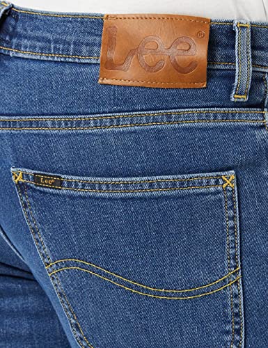 Lee Brooklyn Straight Vaqueros para Hombre, Azul (Mid Stonewash), 36W / 32L