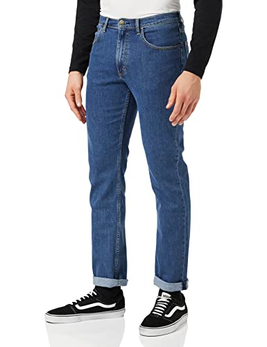 Lee Brooklyn Straight Vaqueros para Hombre, Azul (Mid Stonewash), 36W / 32L