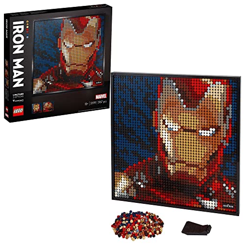 LEGO 31198 Art Marvel Studios Iron Man, Póster DIY, Decoración de Pared, Manualidades para Adultos y Regalos Originales