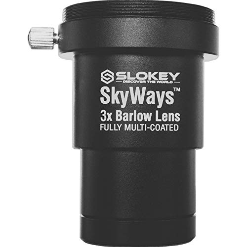 Lente Acromática Barlow 3X Pro Slokey SkyWays de Calidad Óptica Superior tratada con FMC y Anti-reflejante para una Imagen Nítida y Luminosa - Súper Ligera, Compacta y Resistente (1,25”)