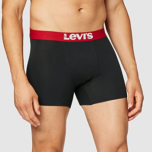 Levi's Men's Solid Basic Boxers (2 Pack) Bóxer, Negro, M para Hombre
