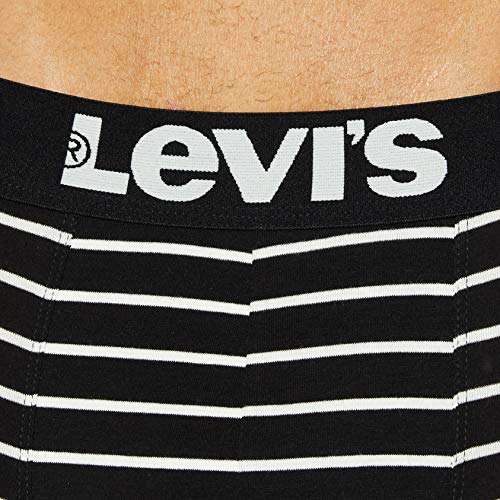Levi's Solid and Vintage Stripe-Calzoncillos Tipo bóxer para Hombre (4 Unidades), Negro, Blanco, L