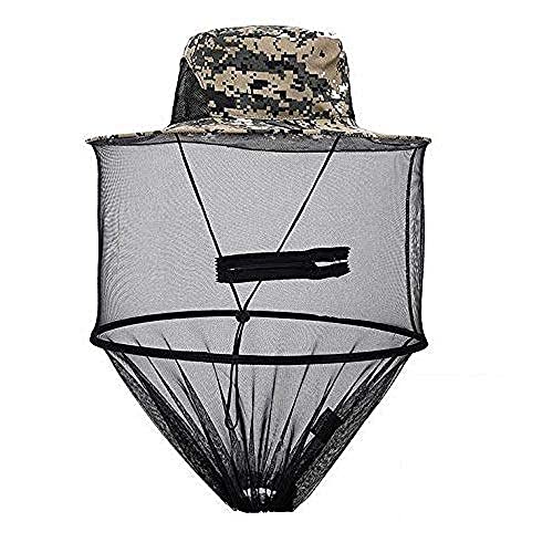 LHKJ Camuflaje Sombrero de Mosquito Insecto Mosca Antifaz Cap Sombrero con Cabezal de Malla de Red Protección Facial Anti Mosquito Insectos