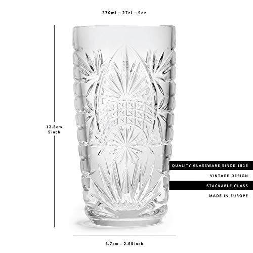 Libbey Copa longdrink Glas Atik – 270 ml / 27 cl – 6 Piezas – Apto para lavavajillas – diseño Vintage – Calidad Alta