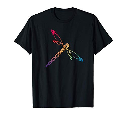 Libélula Sassenach Gaelic Rainbow Tribal diseño Camiseta