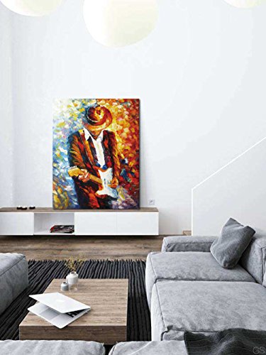 Lienzo pared Art Rock Pop música guitarrista guitarra jugador hombre expresión eléctrica arte para la decoración de la pared del salón, la lona imprime estirado y enmarcado listo para colgar