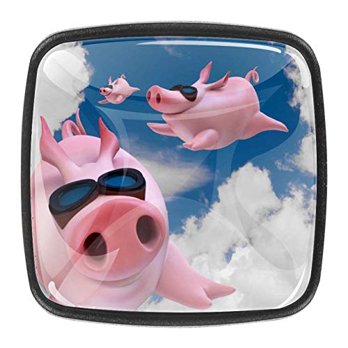 Lindo divertido Flying Pig para tocador Cajones Perillas de gabinete de puerta Armario Herrajes Pastor Cajón de vidrio Tiradores Manija Oficina en el hogar Cocina Armario