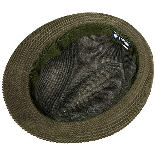LIPODO Sombrero de Pana Molinar Hombre - Trilby con cordón Verano/Invierno - 58 cm Verde Oliva