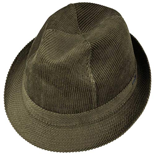 LIPODO Sombrero de Pana Molinar Hombre - Trilby con cordón Verano/Invierno - 58 cm Verde Oliva