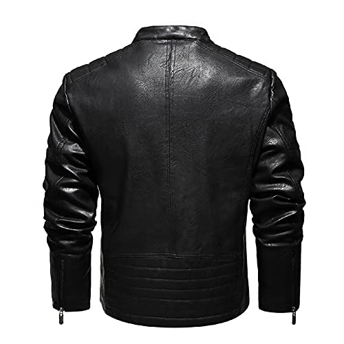 LISI Chaqueta de cuero de la motocicleta para los hombres desgastado PU Vintage Moto Riding Biker Chaquetas moda casual mantener caliente ropa