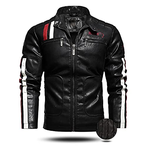 LISI Chaqueta de cuero de la motocicleta para los hombres desgastado PU Vintage Moto Riding Biker Chaquetas moda casual mantener caliente ropa