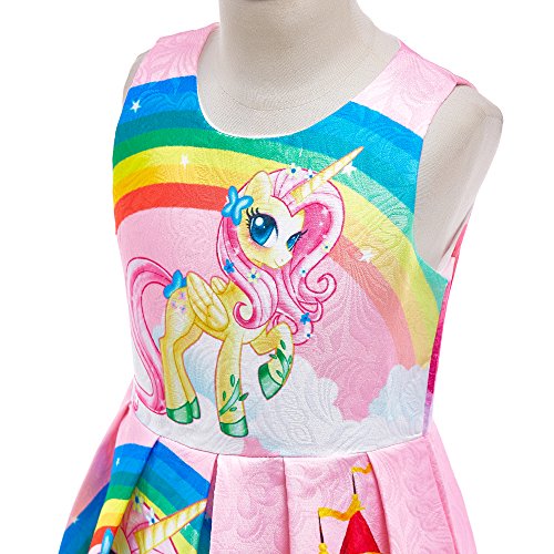 Lito Angels Vestido de Unicornio para Niñas, Ropa Casual de Verano, Talla 5-6 años, Estilo C - Rosa