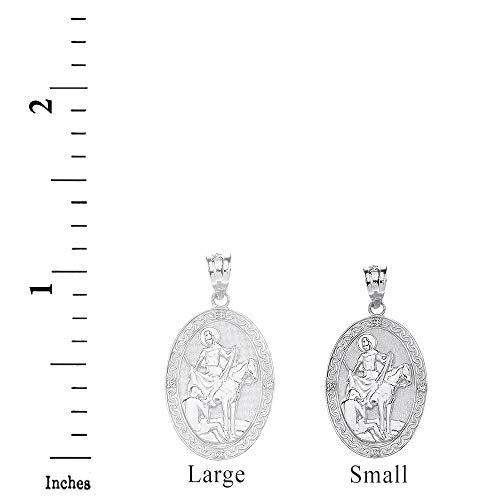 Little Treasures - Collar con Colgante Ovalado de Plata de Ley con Grabado de San Martín (Incluye Cadena de 45,7 cm)