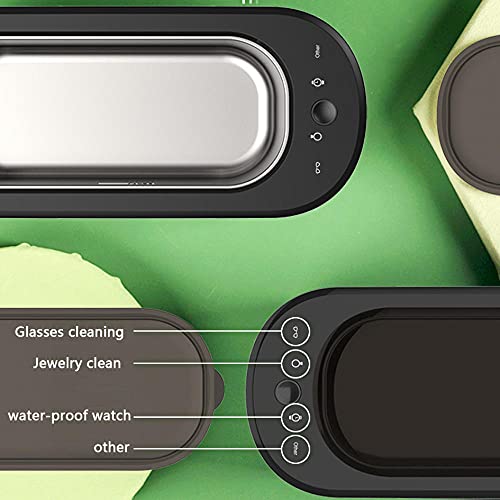 LittRur Máquina de limpieza por ultrasonidos multifunción, One-Button Start, 4 modos de limpieza, 40.000 Hz, lentes impermeables, caja de limpieza para joyas, reloj de dientes, limpieza verde