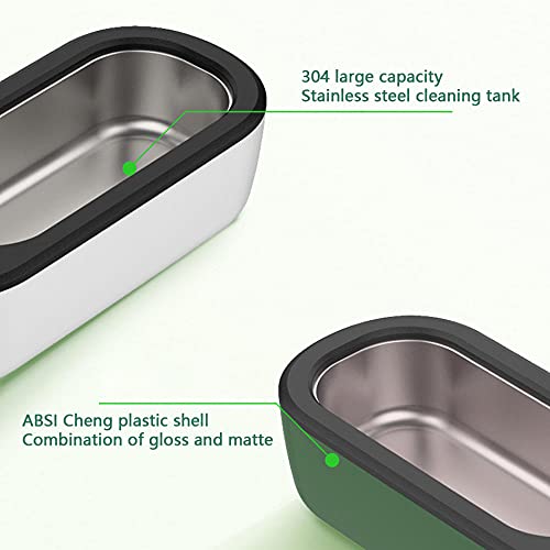 LittRur Máquina de limpieza por ultrasonidos multifunción, One-Button Start, 4 modos de limpieza, 40.000 Hz, lentes impermeables, caja de limpieza para joyas, reloj de dientes, limpieza verde