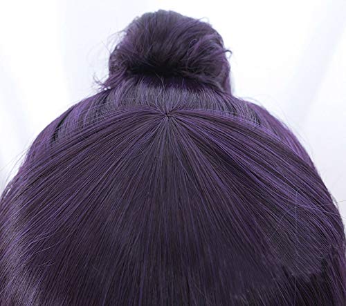 LJYNB Pelucas de Cosplay Yatogami Tohka, pelo sintético de fibra de alta temperatura, pelo largo morado oscuro con coletas + red para el pelo gratis