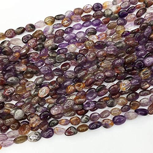 LKBEADS 1 hebra natural oro púrpura titanio Cacoxenita Nugget sin forma filete IHIGHegular Pebble Beads para joyería de 7 a 9 mm de largo 05350 Code-HIGH-23055