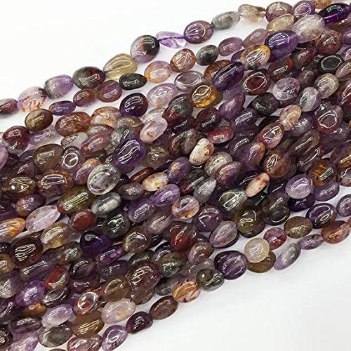 LKBEADS 1 hebra natural oro púrpura titanio Cacoxenita Nugget sin forma filete IHIGHegular Pebble Beads para joyería de 7 a 9 mm de largo 05350 Code-HIGH-23055