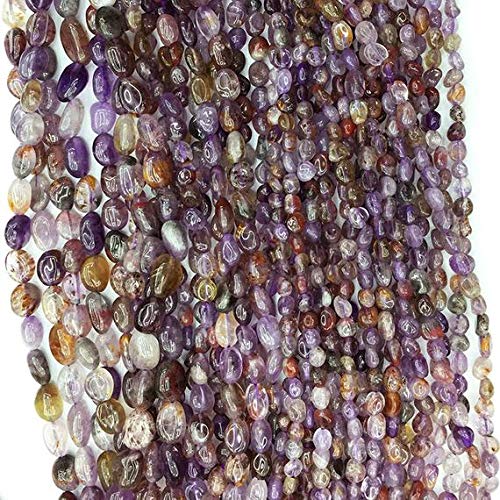 LKBEADS 1 hebra natural oro púrpura titanio Cacoxenita Nugget sin forma filete IHIGHegular Pebble Beads para joyería de 7 a 9 mm de largo 05350 Code-HIGH-29904