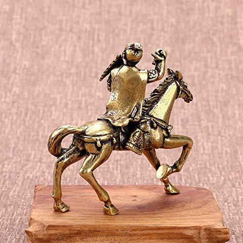 LKXZYX Figuras de Jinete Retro Chino de Cobre miniaturas decoración del hogar artesanías Escultura de Bronce de latón decoración de Escritorio de Oficina Adornos
