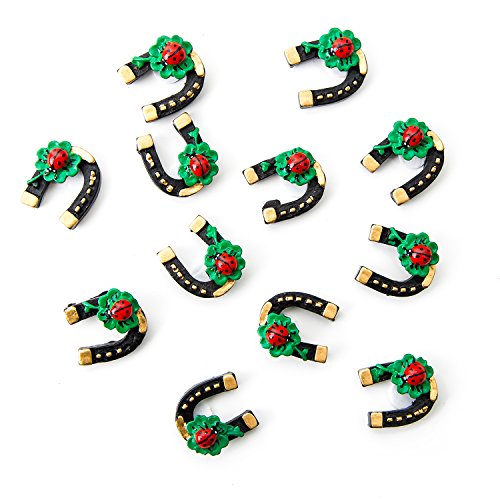 Logbuch-Verlag 12 pequeñas herraduras negras con puntos adhesivos para decoración de Nochevieja, Año Nuevo, amuleto de la suerte, símbolo decorativo, talismán de la suerte, 3 cm