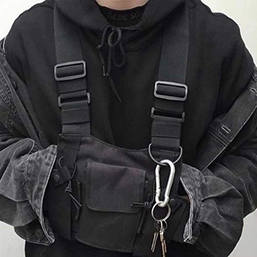 Longzhuo Chest Rig Bag Hip Hop Streetwear - Ri?onera funcional para hombre, bolsillos ajustables