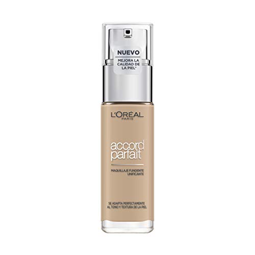L'Oréal Paris Accord Parfait, Base de maquillaje acabado natural con ácido hialurónico, tono piel claro 2N, 30 ml